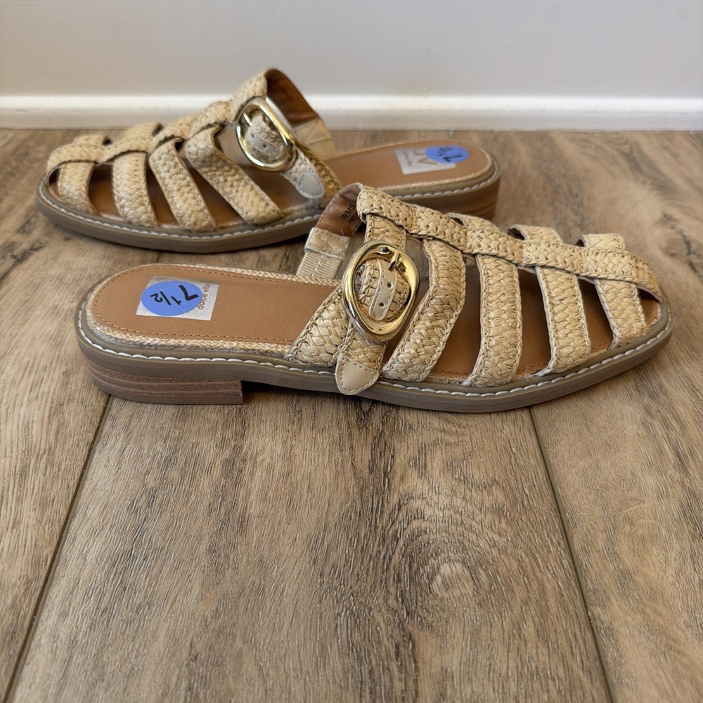 Dolce Vita Women's Fisherman Sandals Gold 7.5 Raffia Buckle NWOB